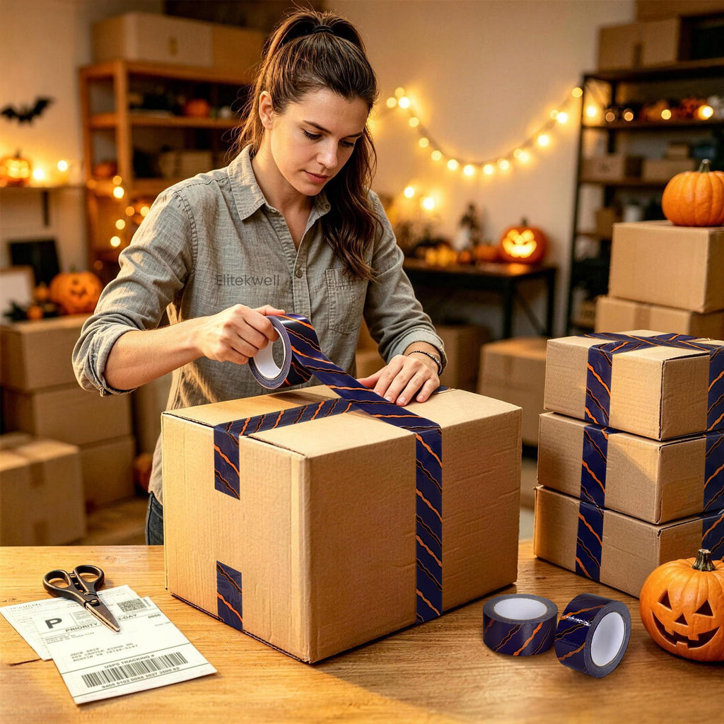 Halloween Packaging Tape for Boxes Purple Striped Party Decor