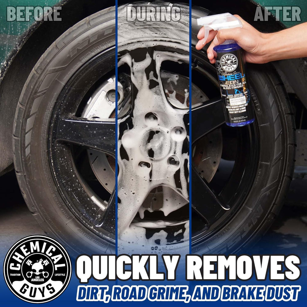 Signature Series Wheel Cleaner Spray for All Finishes, 16 oz | Fast-acting foaming spray clings to wheels to lift