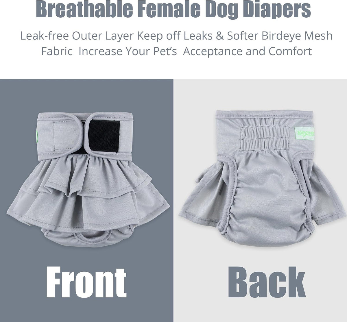Dog Diapers Female (3 Pack), Highly Absorbent Puppy Doggie Dog Diapers for Female Dogs Period, Washable Doggy in