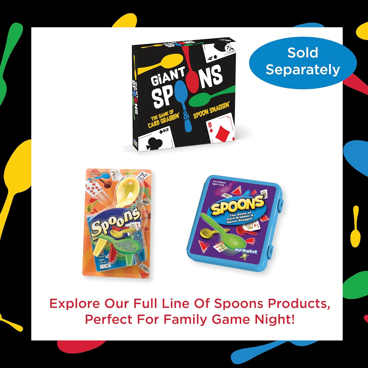 Giant Spoons,Card Games for Kids - Spoons Game,Deck of Cards,Fun Family Games for Kids and Adults, Playing Cards,Game
