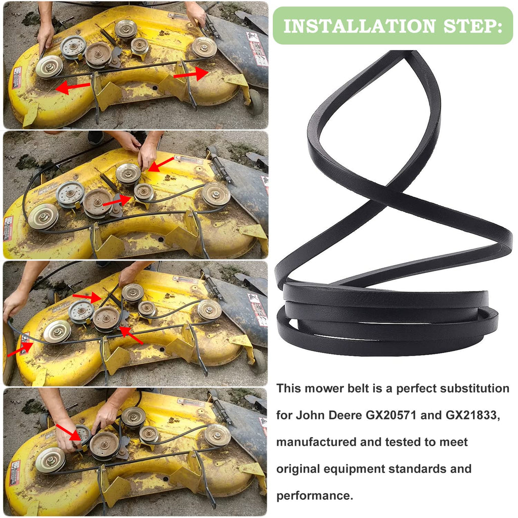 Lawn Mower 48" Deck Belt V-Belt Fits for John Deere GX21833 GX20571 48 inch Covered Deck Belt D140 D150 D160 L120 L130 LA130 LA140 LA145 LA155 LA165 X140 etc
