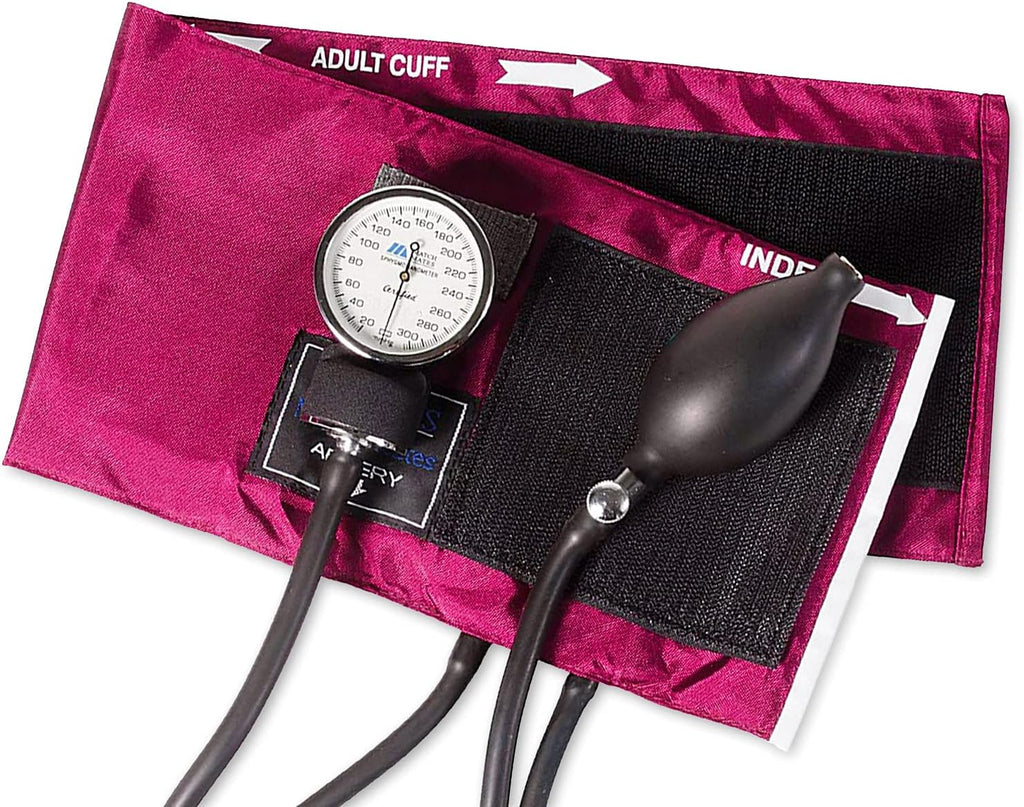 MatchMates Manual Blood Pressure Monitor Kit Aneroid Sphygmomanometer with Calibrated Nylon Cuff and Oversized