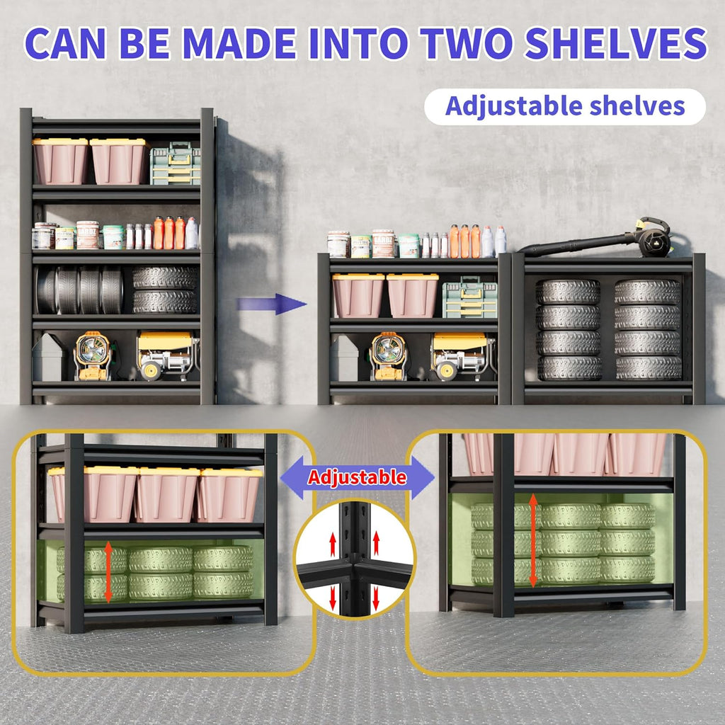 Garage Shelving Unit Rustproof 78" H 3000lbs Heavy Duty Storage Shelves Easy Assembly 5 Tier Adjustable Metal Steel