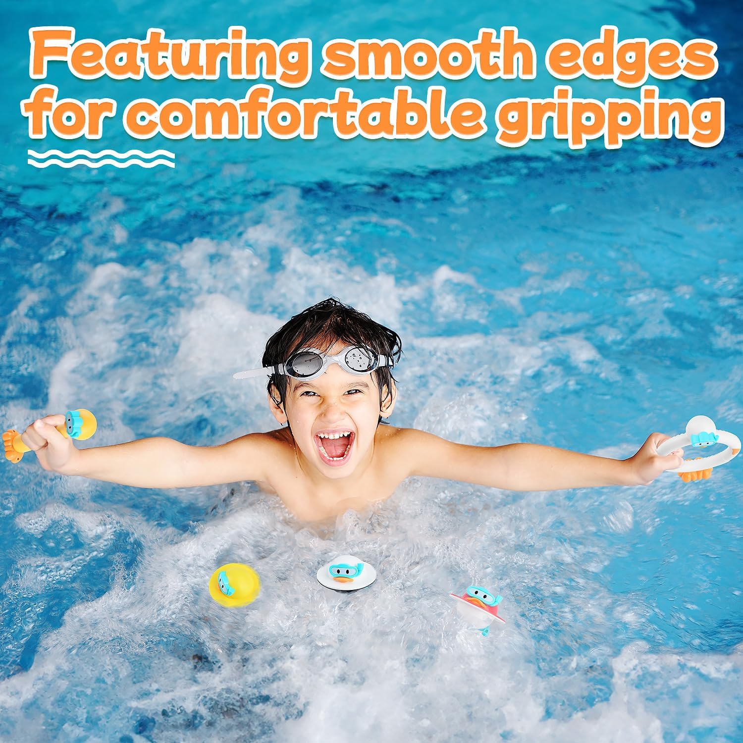 Pool Diving Toys for Kids, 9 PCS Swimming Pool Diving Rings, Summer Duck Dive Sticks with Duck Float Toys for Kids