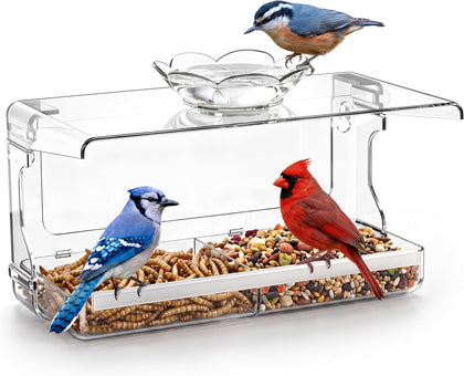 Window Bird Feeder with Non-Marking Self-Adhesive Hooks