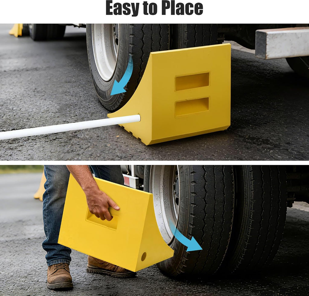 Extra Large Wheel Chocks for Tires Under 58" 180 Ton Load Capacity