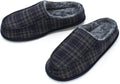 Mens Slippers Memory Foam Non Slip Backless Moccasins | Open heel slip on design, plush lining, cushioned footbed and