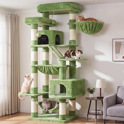 Cat Tree, 71-Inch-Tall Tower for Indoor Cats with 2 Perches HCT034GR