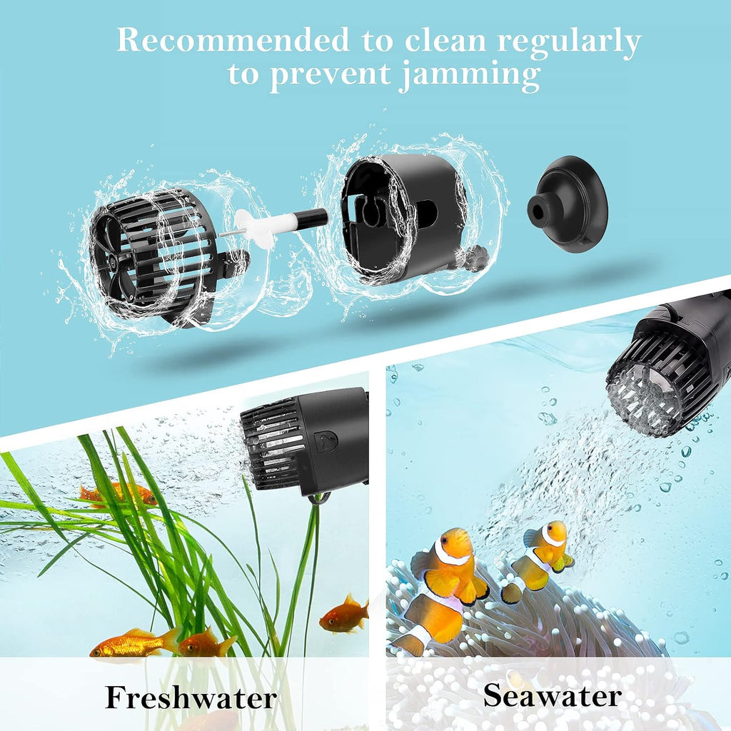 Aquarium Wave Maker,Suction Cup Fish Tank Single Powerhead Pump | 3W/5W/10W/15W 110V/60Hz Ultra Quiet Submersible