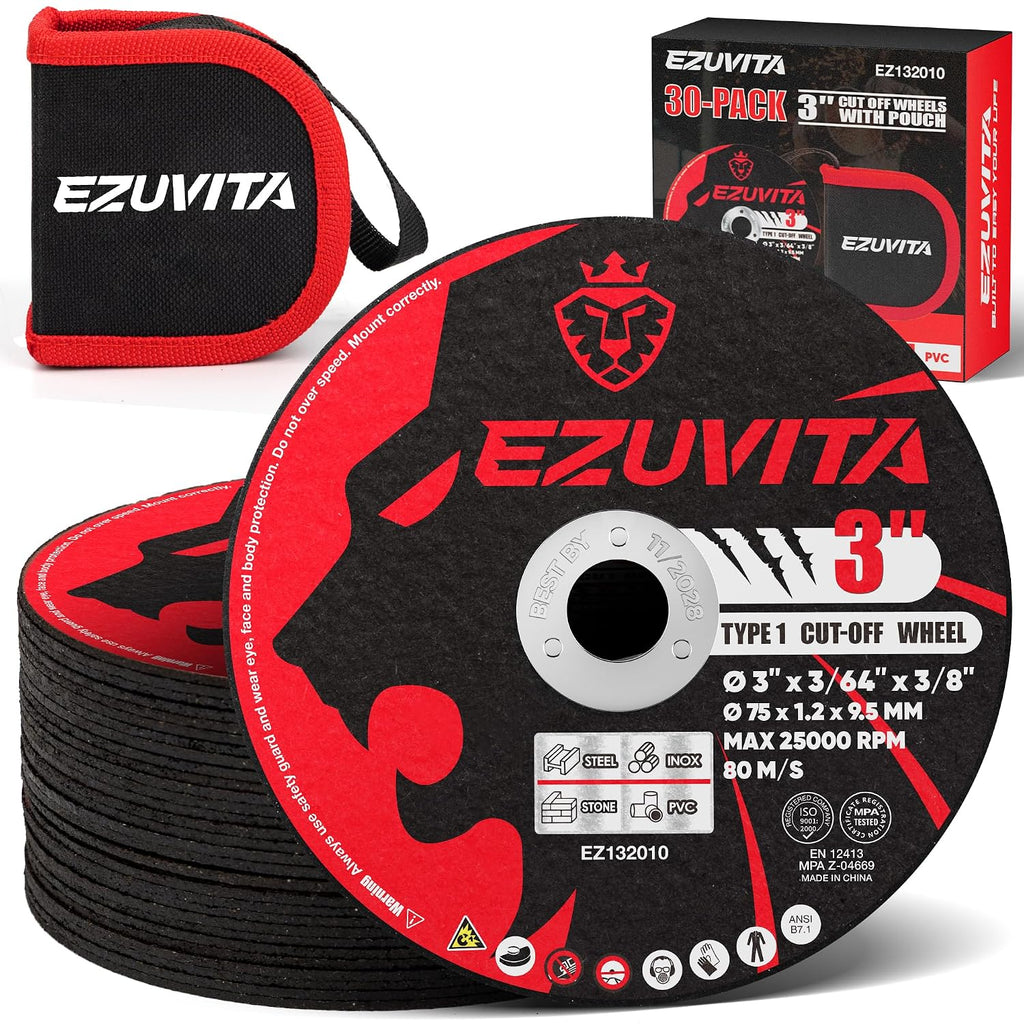30-Pack 3" Cut Off Wheels, Ultra Thin Discs for Angle Grinder