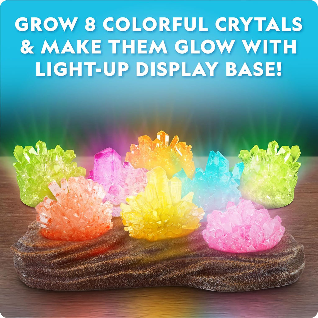National Geographic Mega Crystal Growing Kit with 8 Crystals Ages 8-12 | Grow 8 Colorful Crystals, Light-Up Night