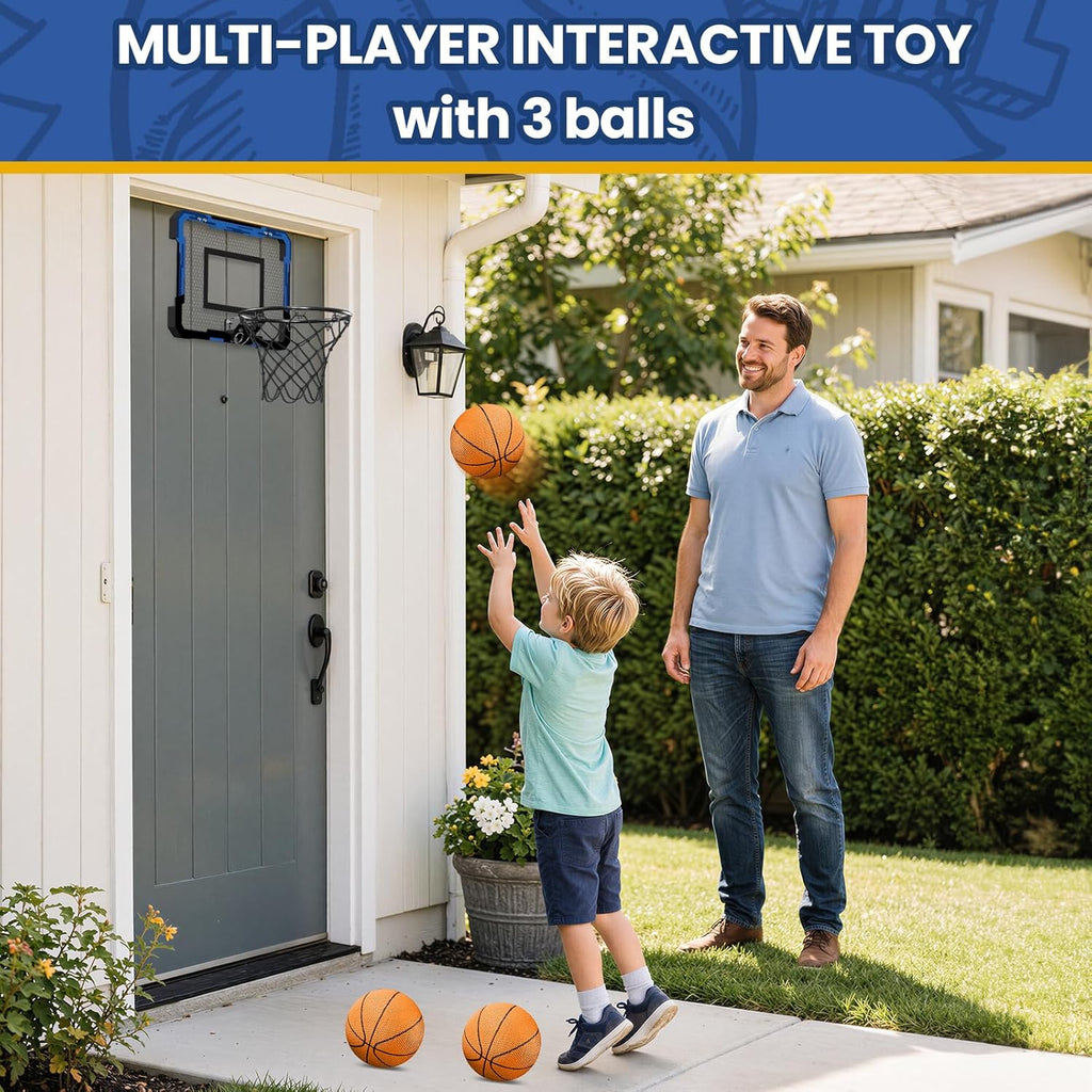 Mini Basketball Hoop | Over The Door Indoor, with 3 Balls/Inflator/Breakaway Rim, Basketball Toy Gifts for Kids and