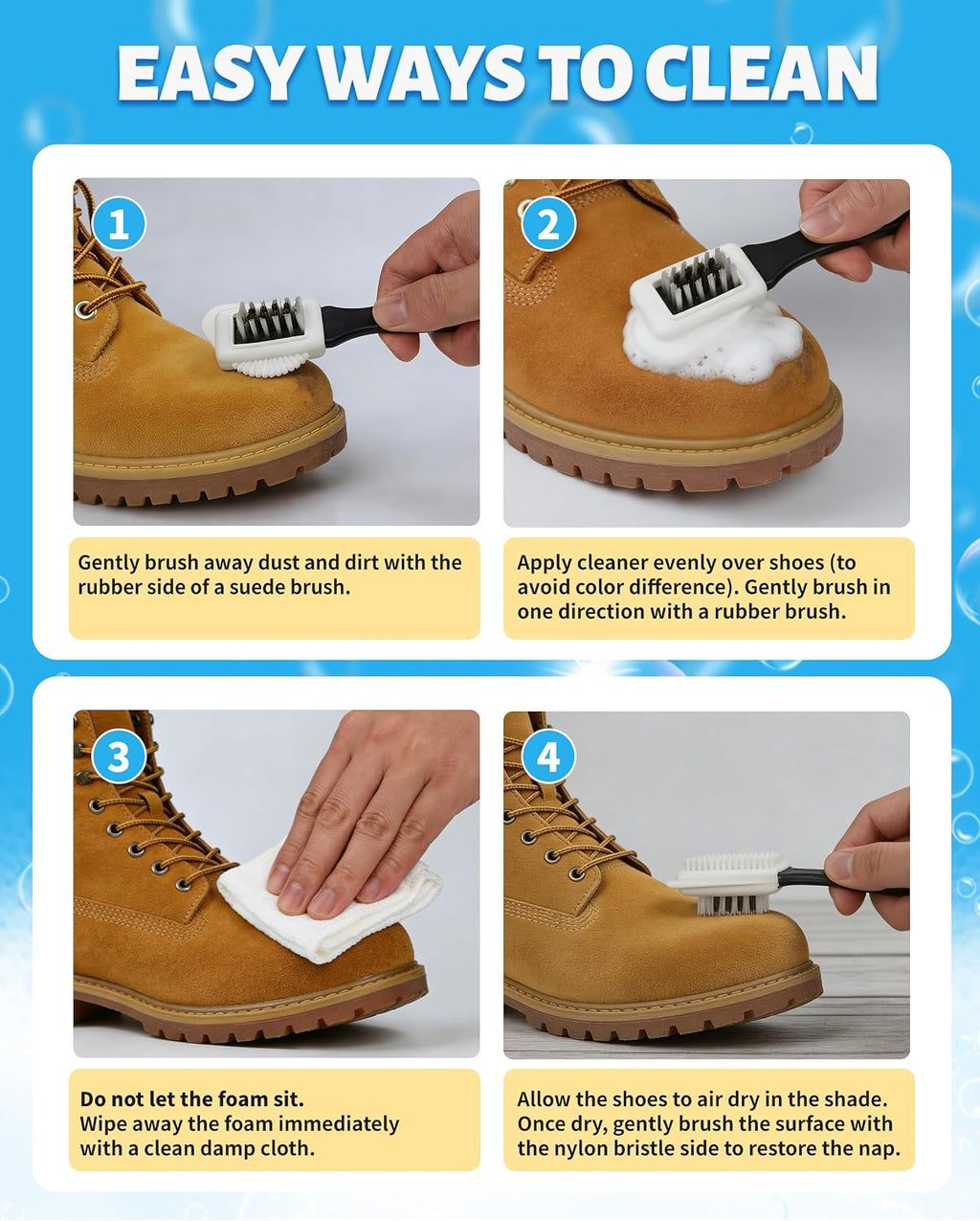 Suede Shoe Cleaner, Suede Cleaning Kit with Brush & Towel for Suede, Nubuck, Leather, Boots, Trainer