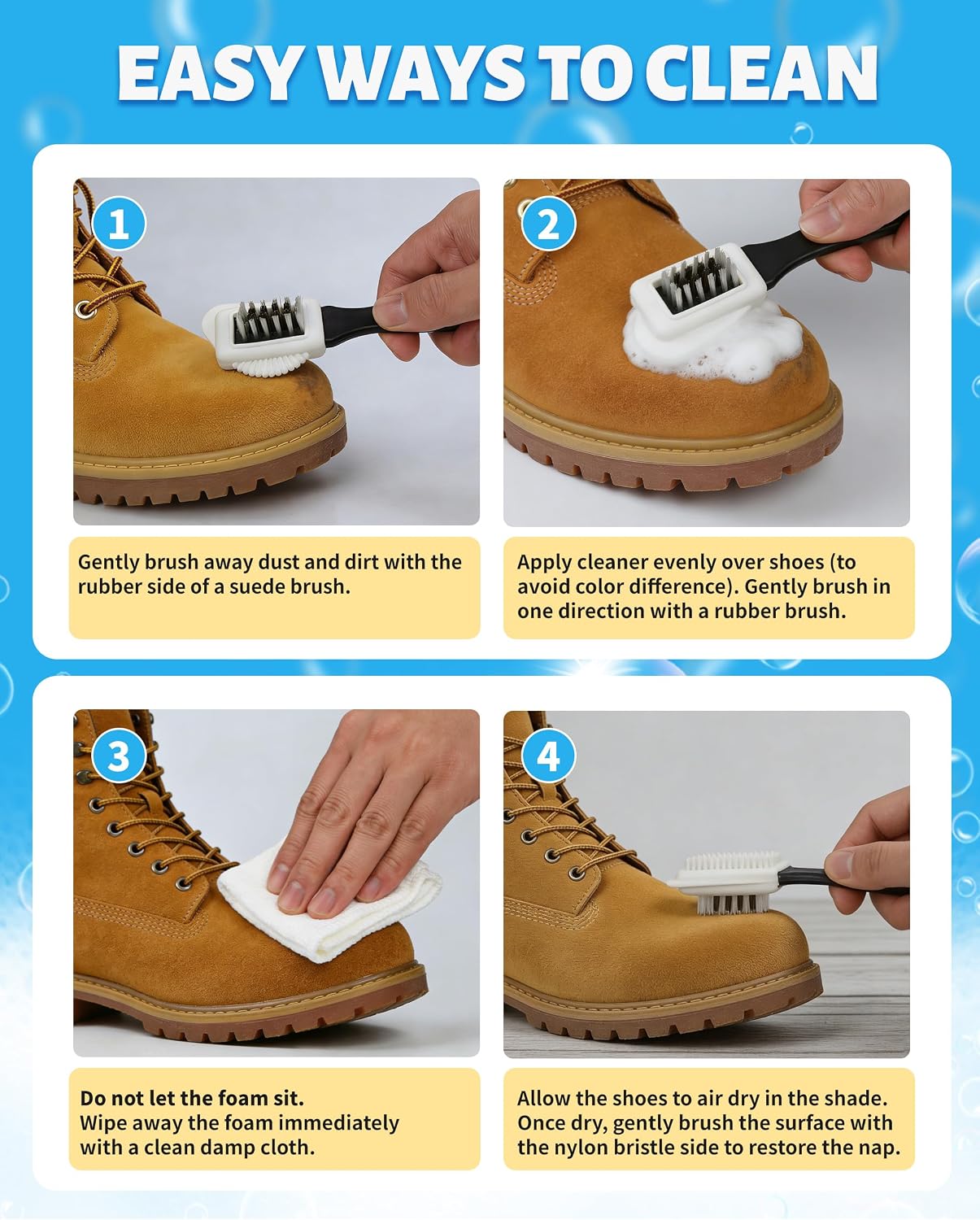 Suede Shoe Cleaner, Suede Cleaning Kit with Brush & Towel for Suede, Nubuck, Leather, Boots, Trainer