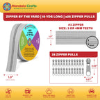 #3 Gray Nylon Zippers by the Yard with 25 Pulls