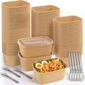 60 Packs 35oz Disposable Meal Prep Containers with Lids & Utensils