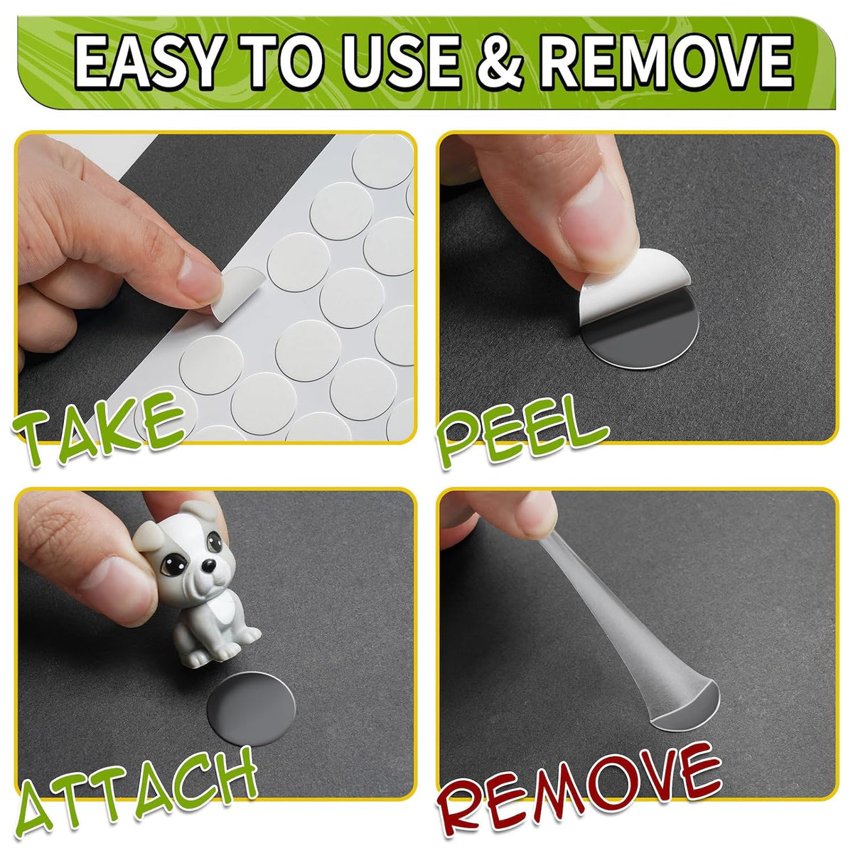 350Pcs Double Sided Adhesive Dots, 0.8" Clear Removable Sticky Adhesive Mounting Putty, Waterproof No Trace Dots