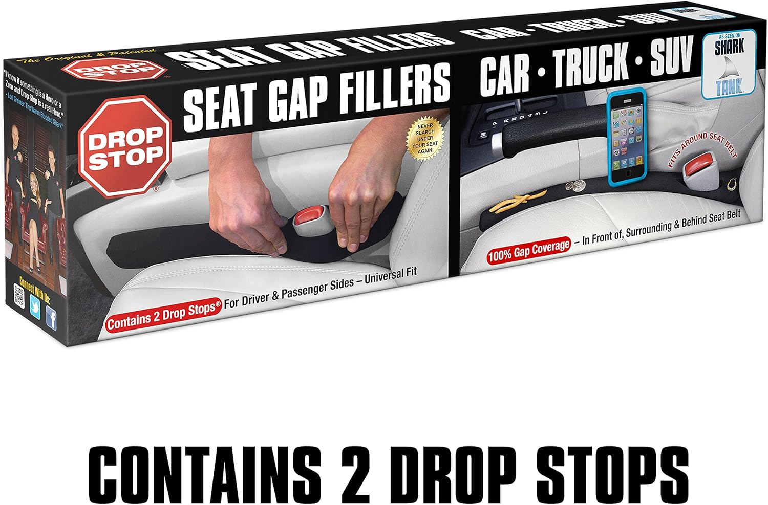 The Original Patented Car Seat Gap Filler (AS SEEN ON Shark Tank) - Set of 2 and Slide Free Pad and Light
