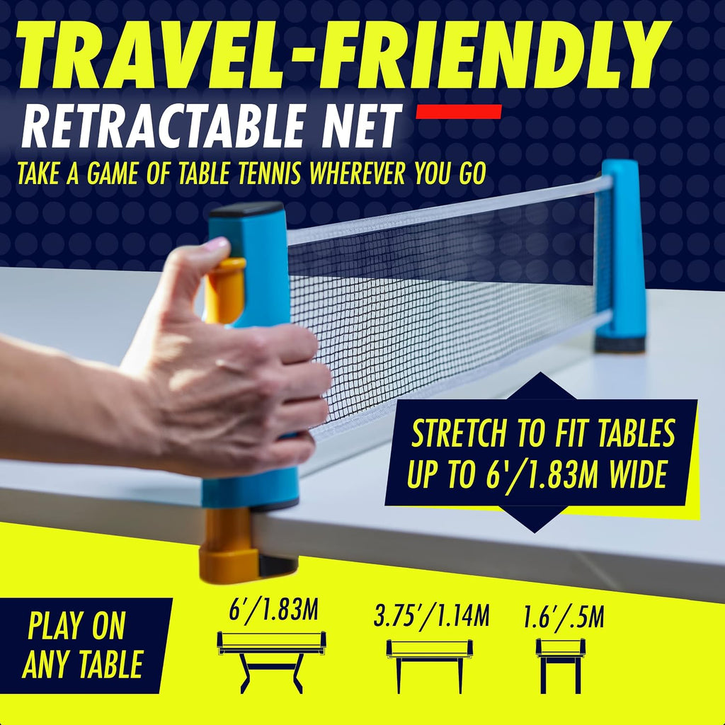 Ping Pong Paddle Set with Rackets, Net, Balls & Carry Case for Table Tennis | Professional Paddles, Balls &