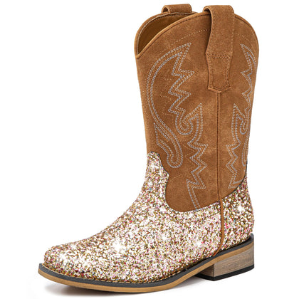 Kids Western Brown Cowgirl Boots for Girls Cowboy Boot Size 13