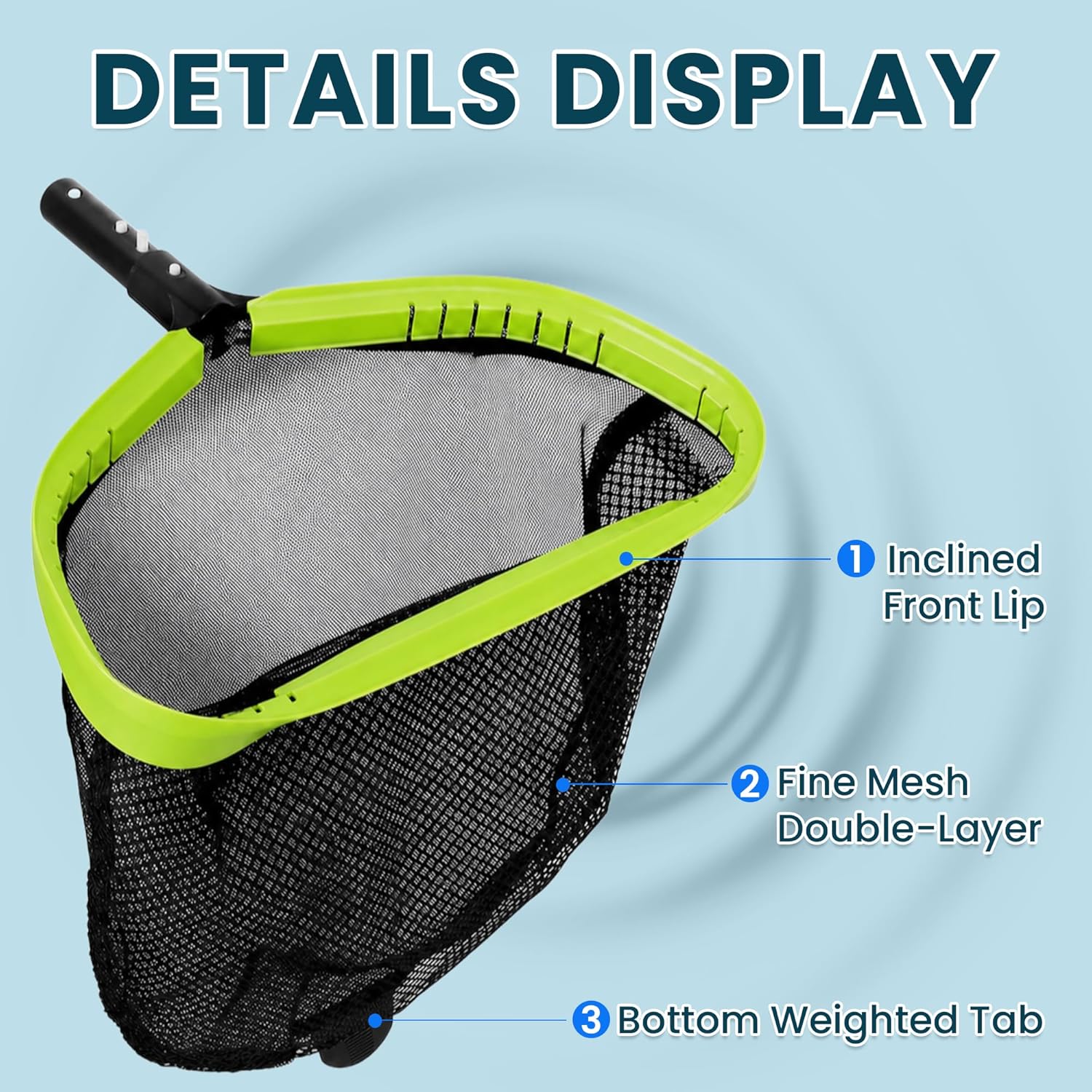 Pool Net,Professional Swimming Pool Leaf Skimmer Nets for Cleaning with Double-Layer Deep Big Bag,Heavy Duty Aluminum