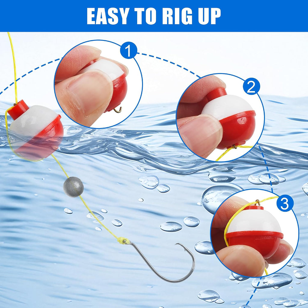 Fishing Bobbers Tackle Kit Beginners Equipment,75pcs Include Fishing Hooks Bobbers Sinker Weights,Basic Starter Kit