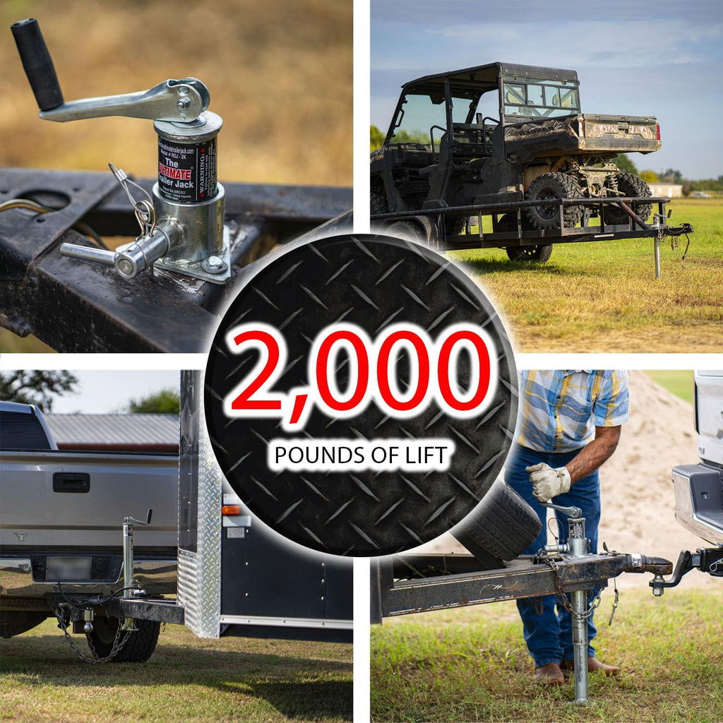 – USA-Owned – Fastest Jack on The Market – 2000lb No-Crank Tongue Jack for Boat, RV & Utility Trailers