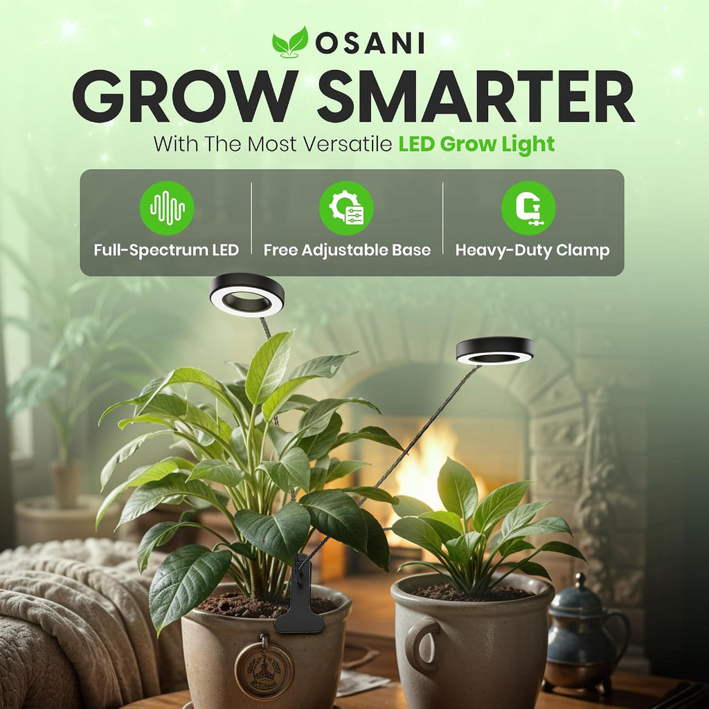 Clip On Grow Lights for Indoor Plants, 24" Gooseneck Full Spectrum LED | Full spectrum LED with adjustable arms, 10