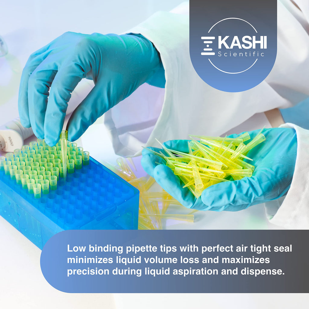 200uL Universal Non-Filter Pipette Tips, Sterile Low Binding Yellow Pipet Tips with Graduation, DNase/RNase Free