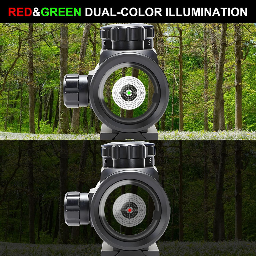 Red Dot 1x40mm, Reflex Red/Green Dot Sight Riflescope, 4 MOA Reticle, Compatible with 20mm Picatinny/Weaver and 11mm