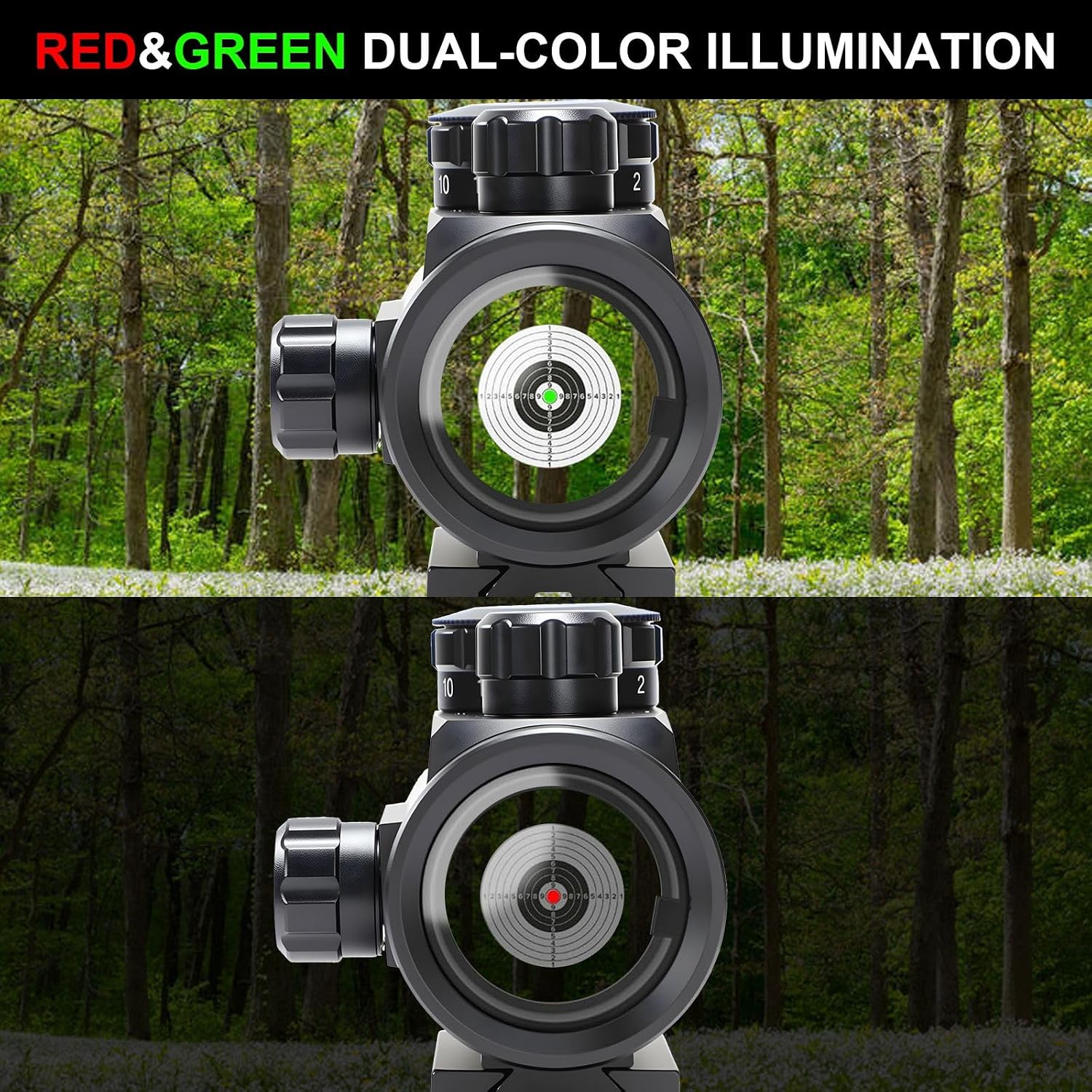 Red Dot 1x40mm, Reflex Red/Green Dot Sight Riflescope, 4 MOA Reticle, Compatible with 20mm Picatinny/Weaver and 11mm