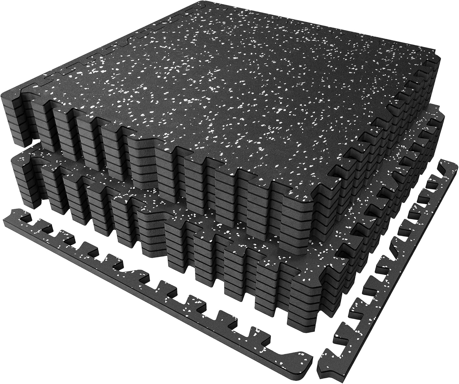 0.56" Rubber Top Gym Flooring, Heavy Duty Interlocking Gym Mats for Home Gym, Non-Slip Workout Mat, 24 x 24in Large