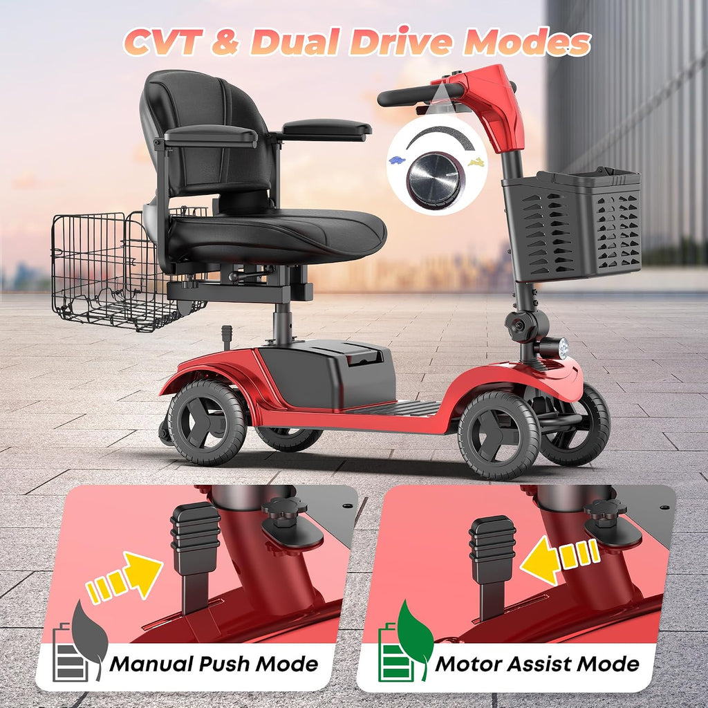 Mobility Scooters for Seniors, Foldable 4 Wheel Powered Scooters
