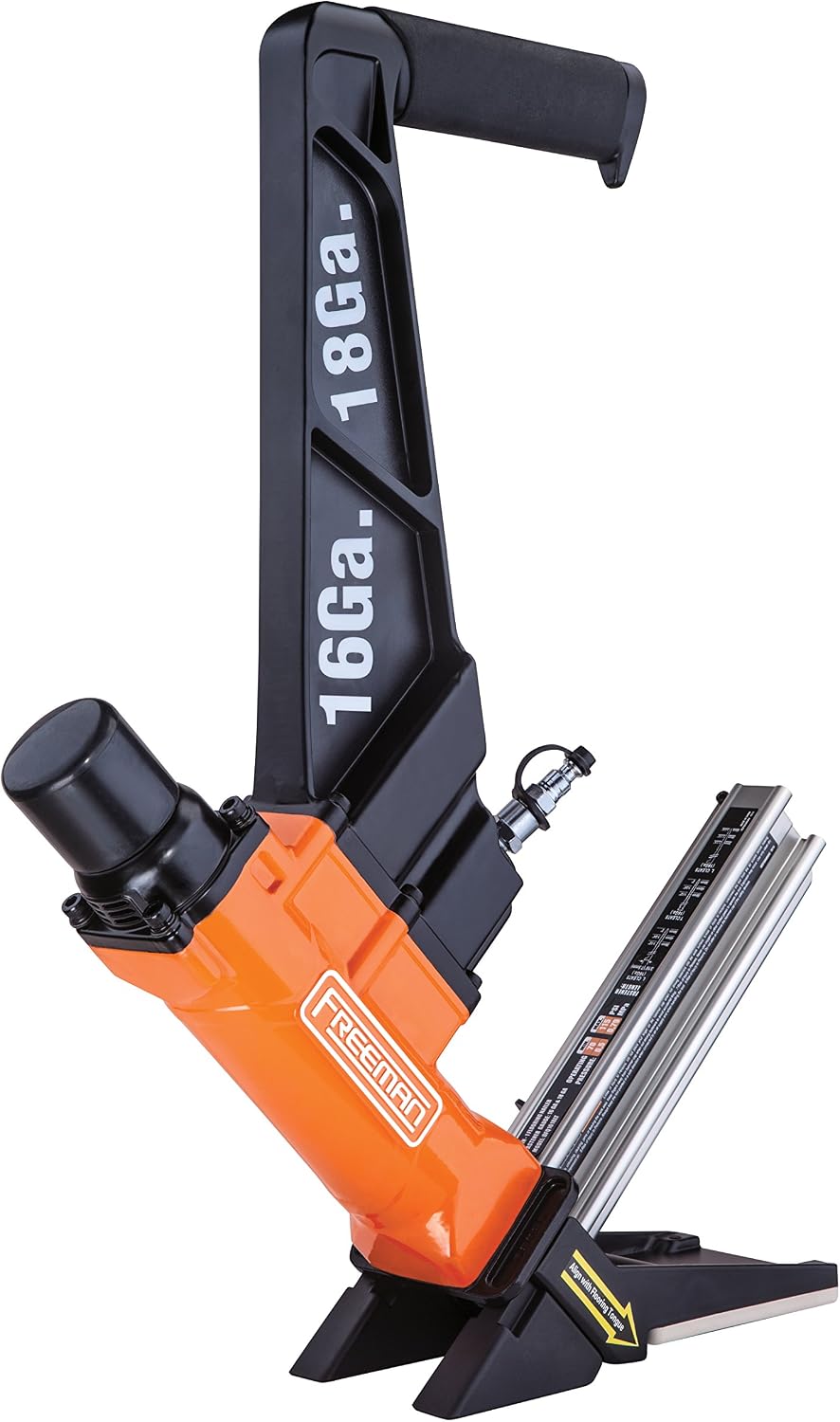 PF1618GLCN Pneumatic 3-in-1 16-Gauge and 18-Gauge 2" Flooring Nailer with Flooring Mallet and Interchangeable Base