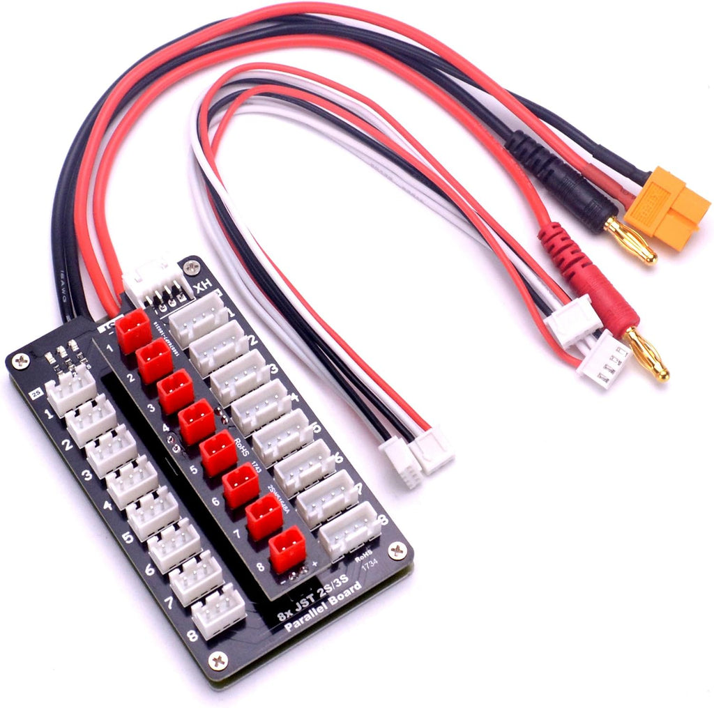JST Parallel Charging Board 2-3S | Lipo Battery Balance Charge Board with JST Connectors for RC Drone Helicopter