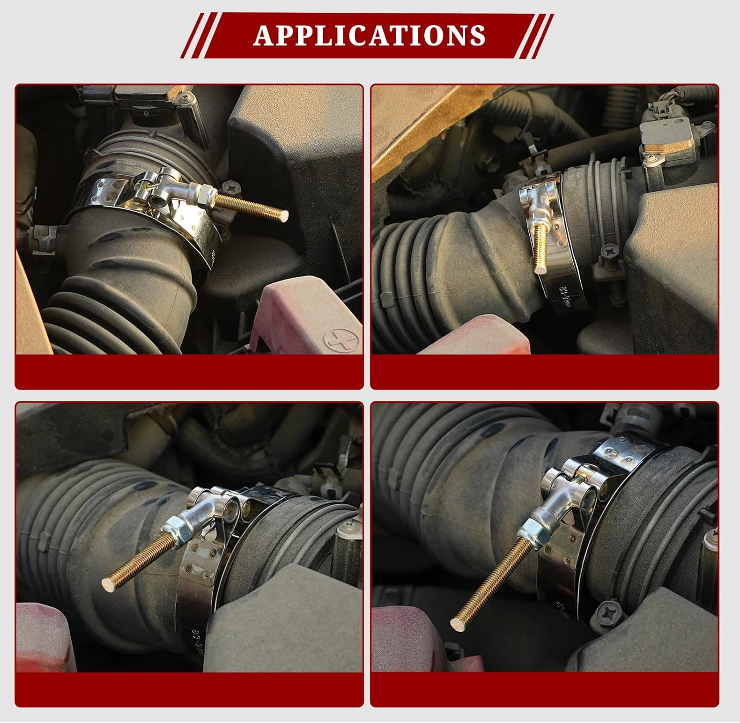14Pcs T-Bolt Radiator Hose Clamp Set, Stainless Steel, 1" to 3" | 304 Stainless Steel, Nylon Locknut, Leak-Proof