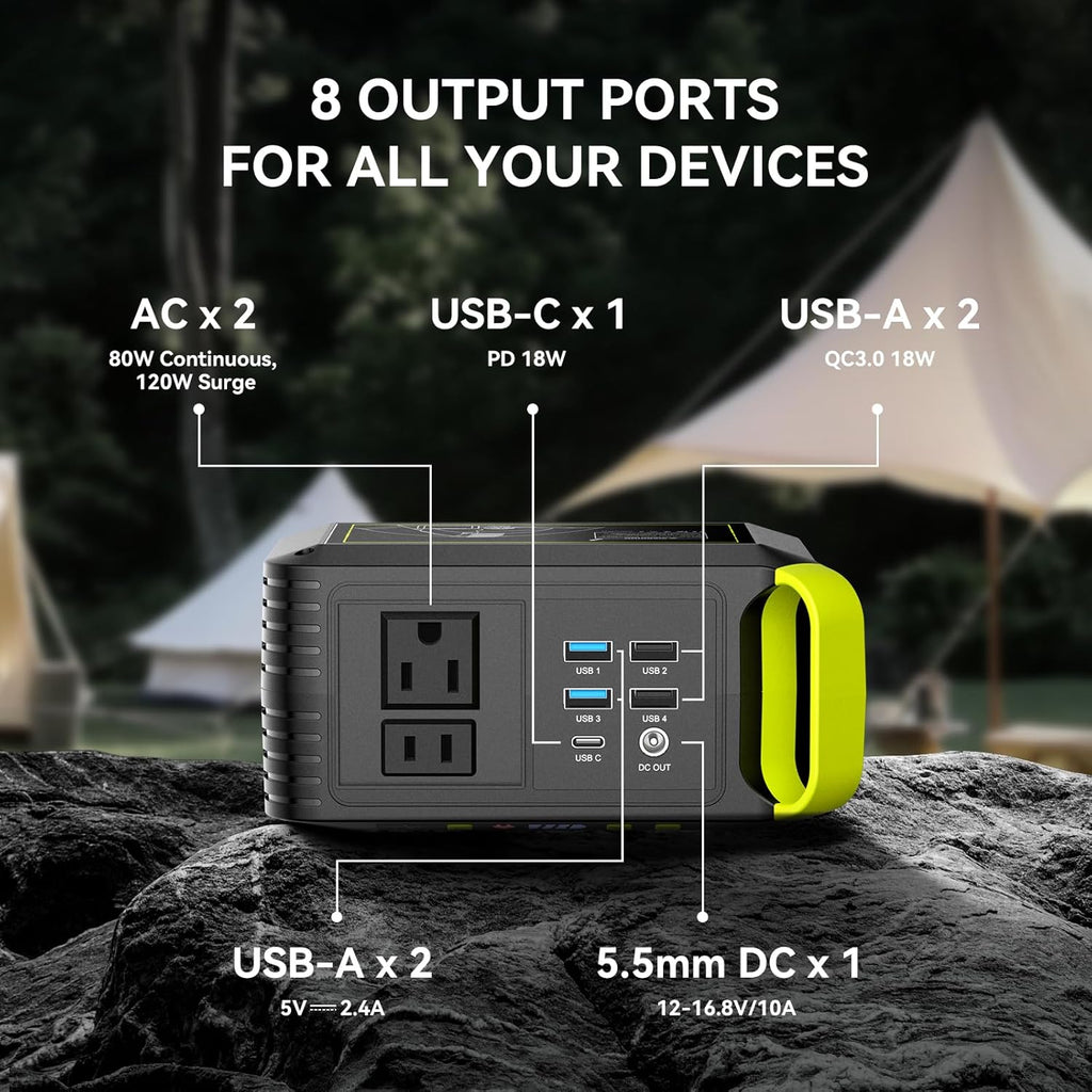 88.8Wh Solar Generator with 21W Solar Panel Included Portable Power Station 80W 110V 120W Max for Camping Outdoor