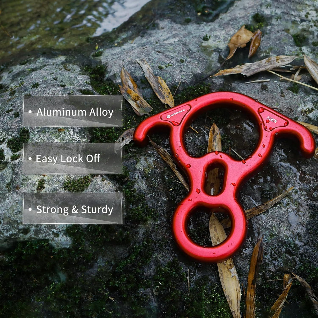 50KN 11000 LBF Rescue Figure,8 Descender Large Bent-Ear Belaying and Rappelling Gear Belay Device for Rock Climbing