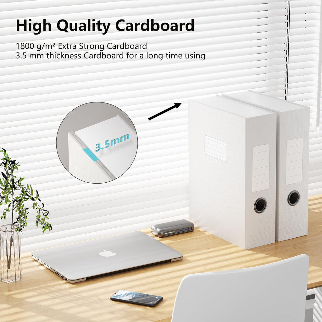 White Storage File Boxes,A4 Document File Folder with Lid （3 Pack）