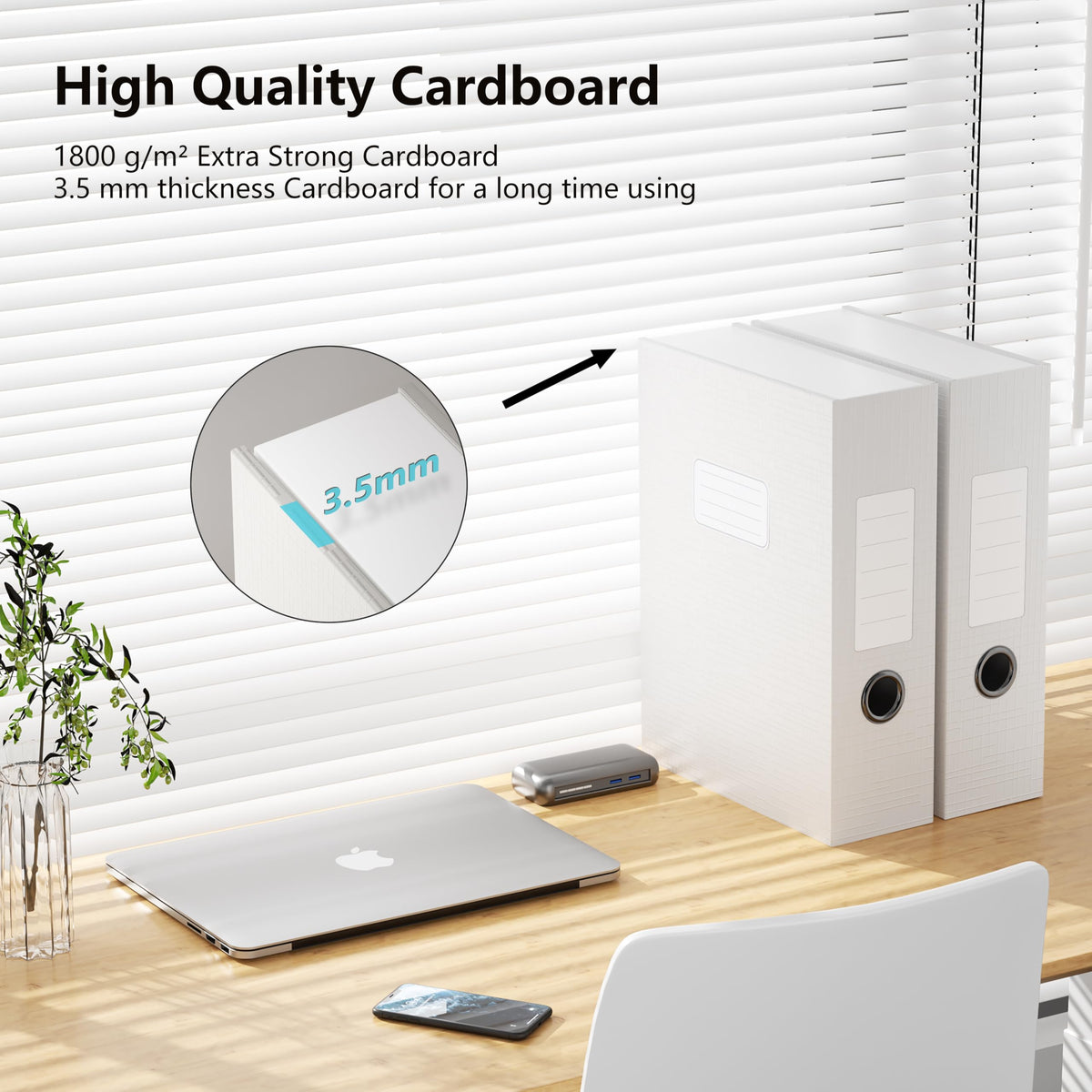 White Storage File Boxes,A4 Document File Folder with Lid （3 Pack）