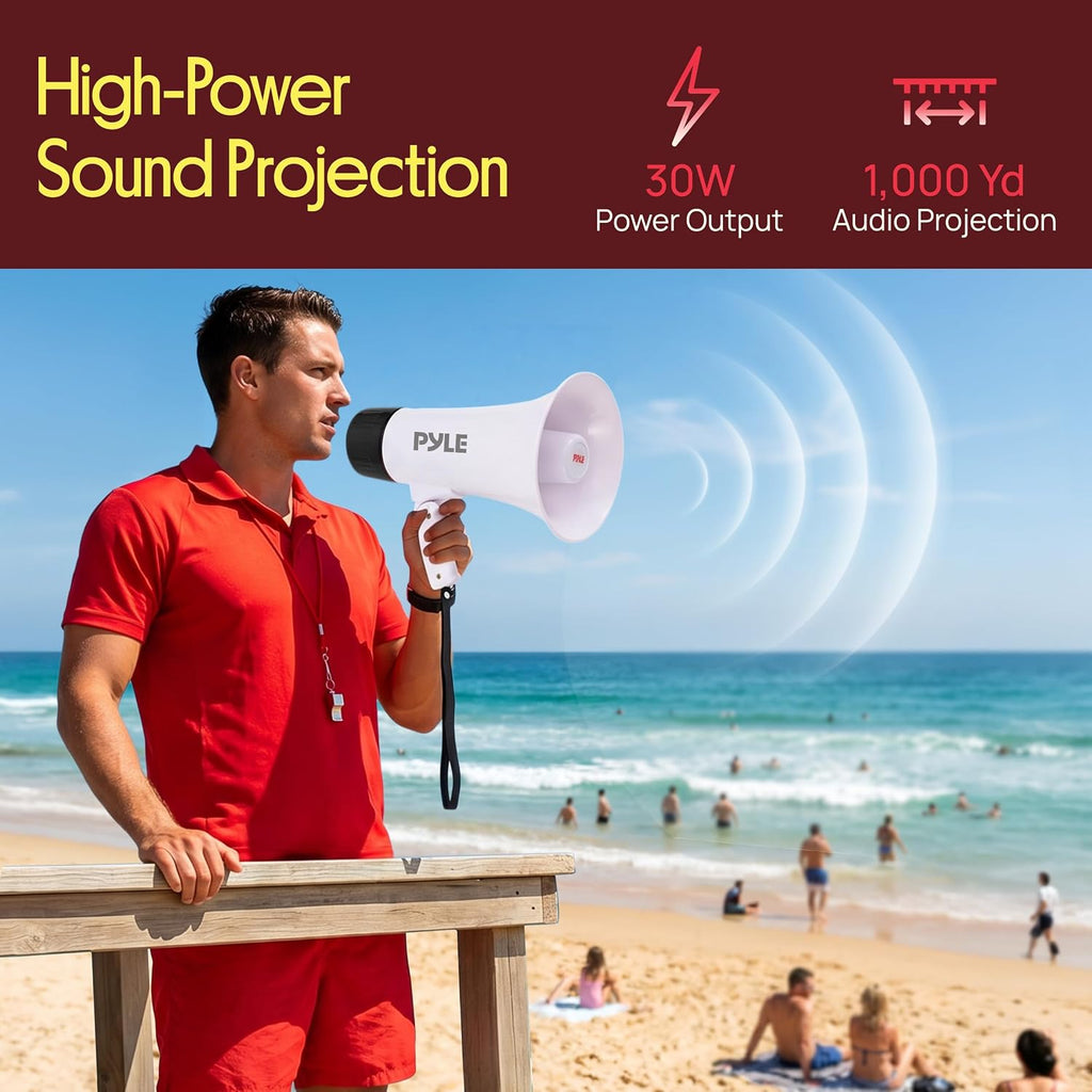 Rechargeable Bluetooth Bullhorn Megaphone with Voice Changer, Siren & USB-C Fast Charging, 1200-Yard Voice Range for
