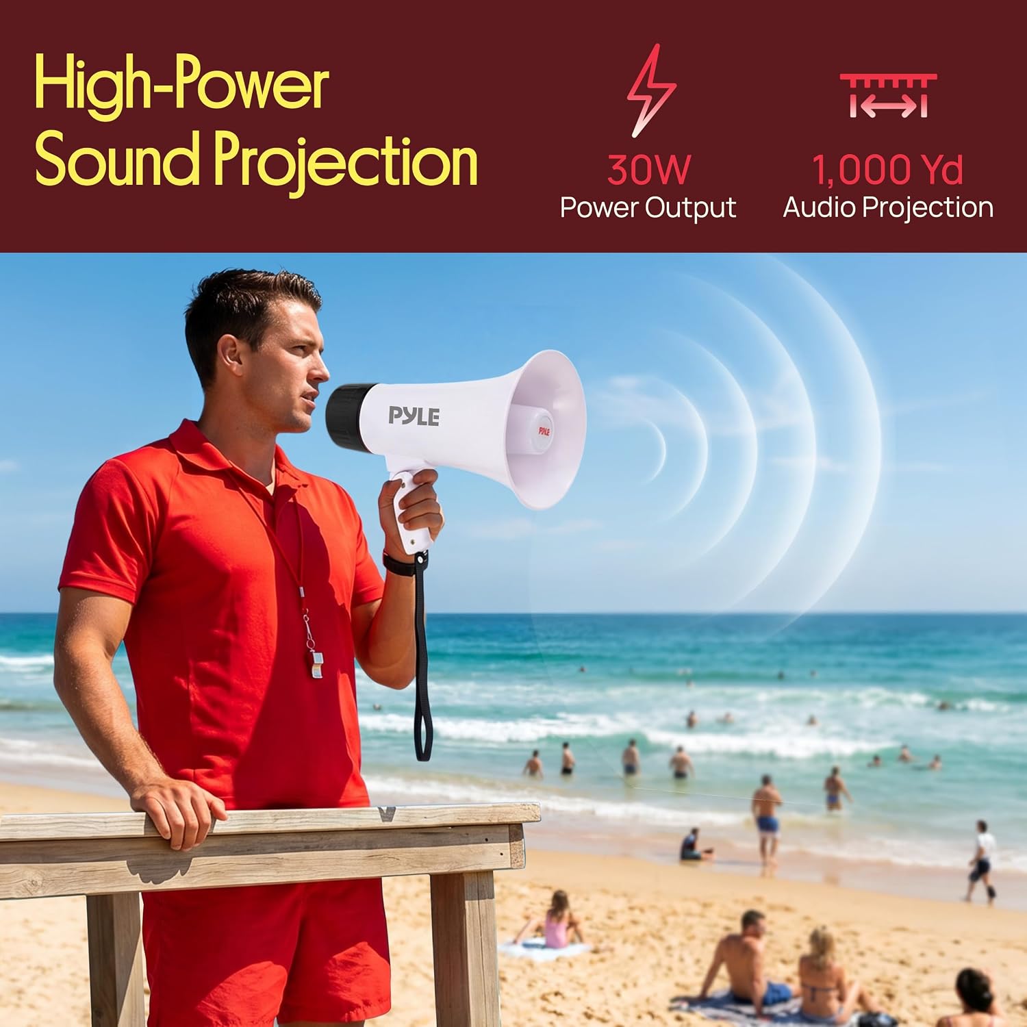 Rechargeable Bluetooth Bullhorn Megaphone with Voice Changer, Siren & USB-C Fast Charging, 1200-Yard Voice Range for