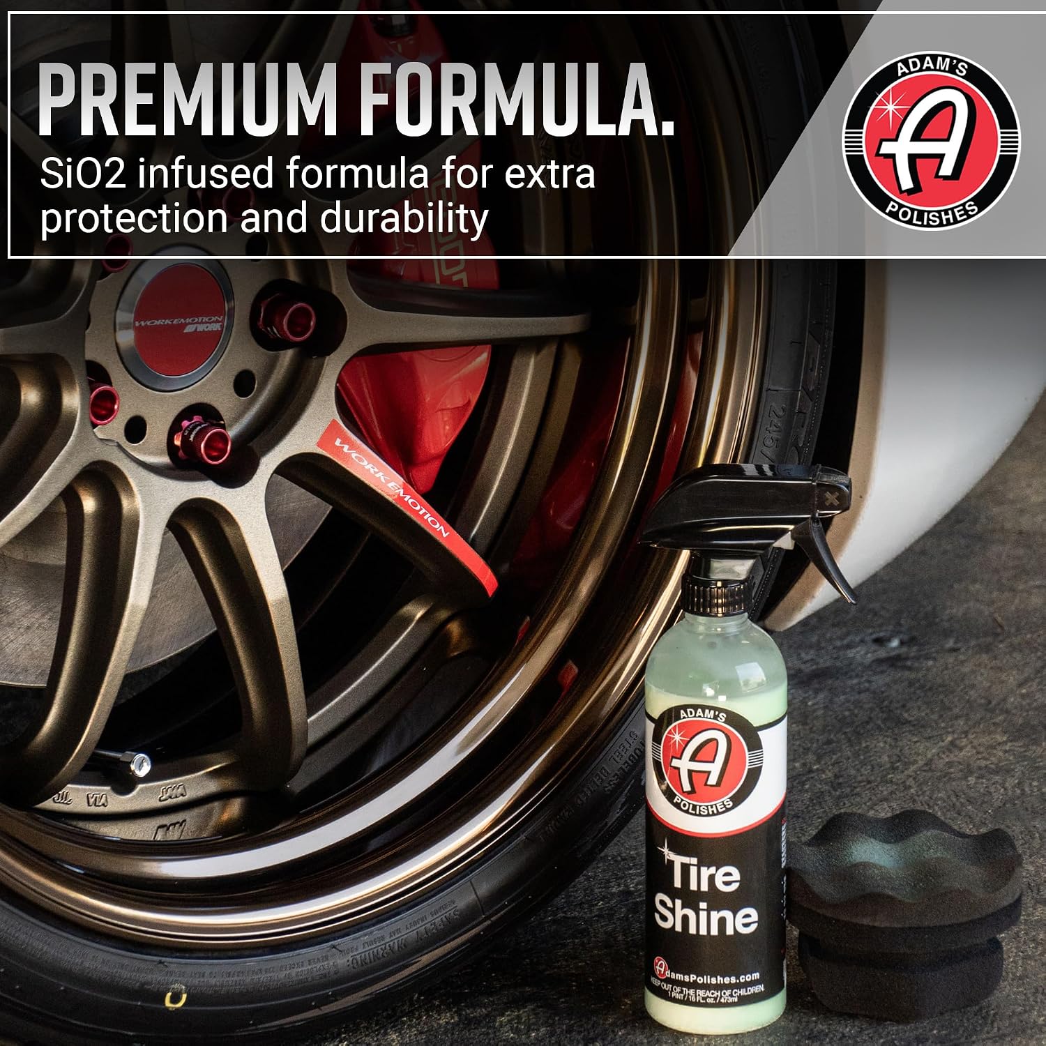 Tire Shine Combo - Spray Tire Dressing W/ SiO2 For Non Greasy Car Detailing | Use W/Tire Applicator After Tire