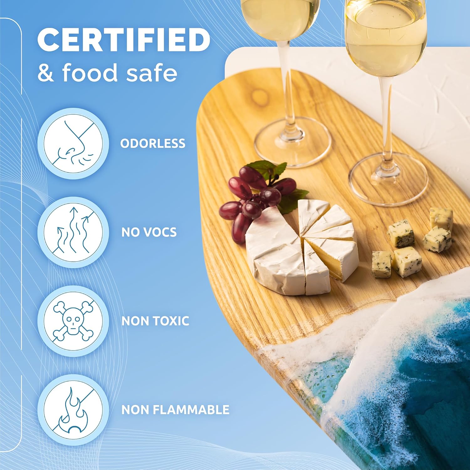 Crystal Clear Epoxy Resin Kit - Food Safe, UV Resistant - 34 Oz | Low Viscosity, Self Leveling Casting Resin Epoxy