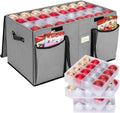 Christmas Ornament Storage Box with Dividers, Premium Holiday Ornaments Storage Container Bin for Xmas Decorations
