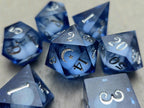 Moon Liquid Core Sharp Edge Crystal Dice Set Polyhedral RPG Tabletop Dice