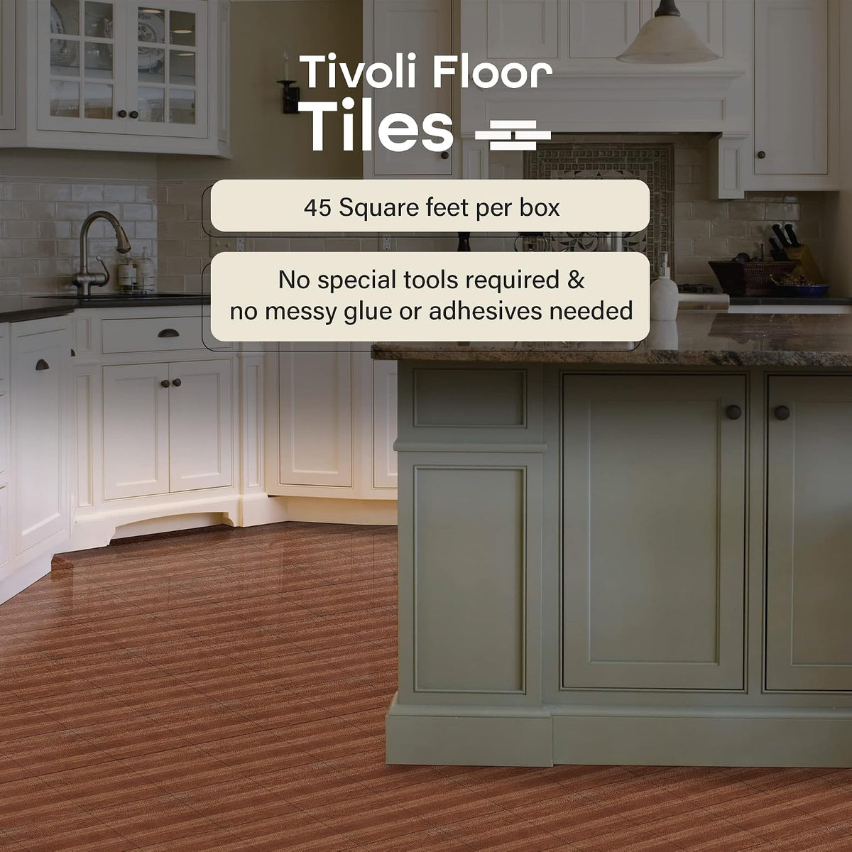 Tivoli Peel & Stick Vinyl Floor Tiles, 45-Pack, 12 x 12 in, Oak