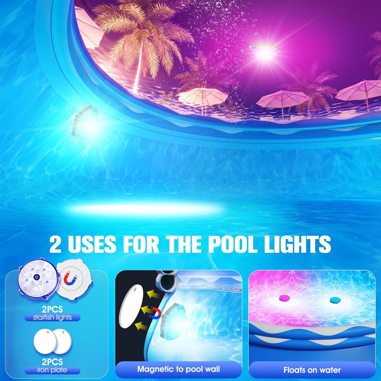 Easy Set Pool with Pool Lights, Upgraded Above Ground Pool,Large Inflatable Swimming Pool for Adults Round Pool,Quick