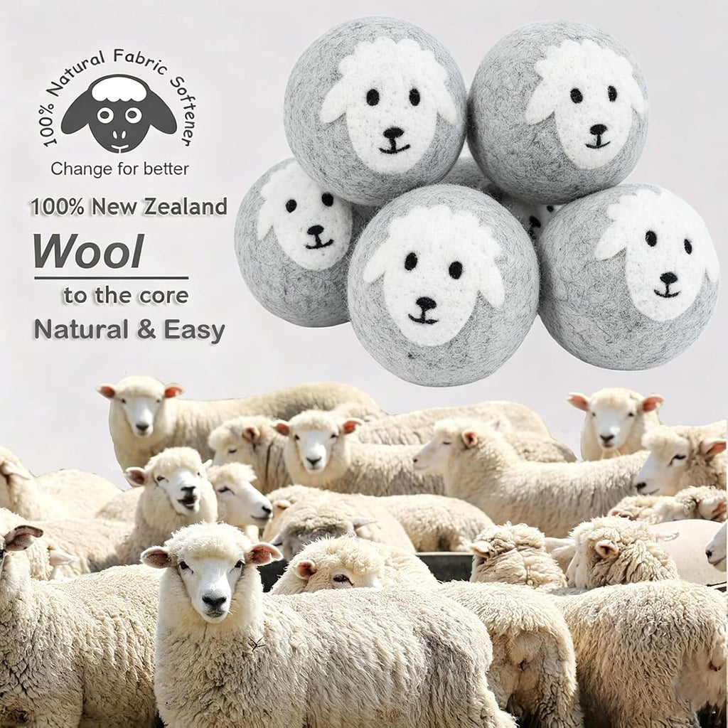 Wool Dryer Balls XL 6-Pack, 100% New Zealand Wool Handmade