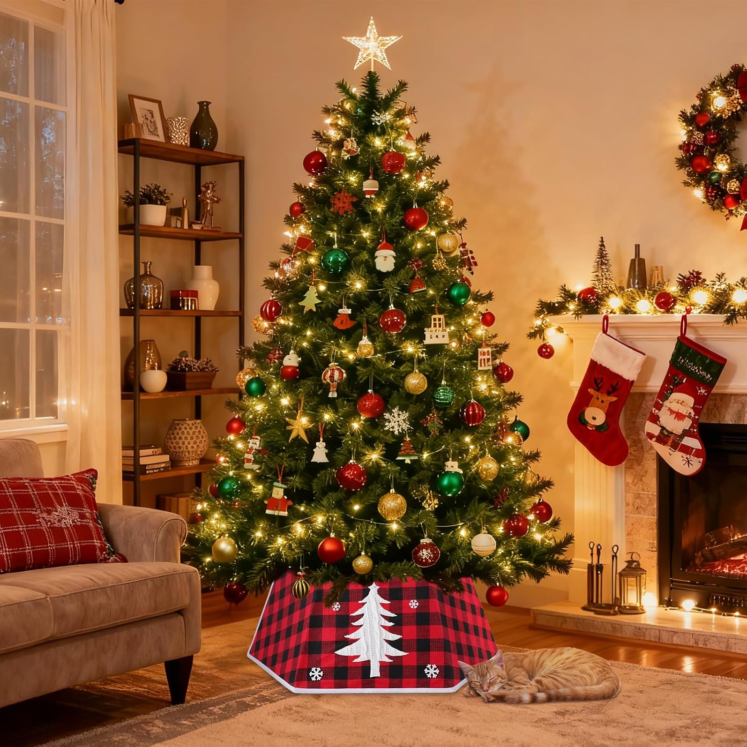 Christmas Tree Collar, 26’’ Christmas Tree Skirt Decorations Stand, Foldable Willow Skirt Ring for Artificial Trees